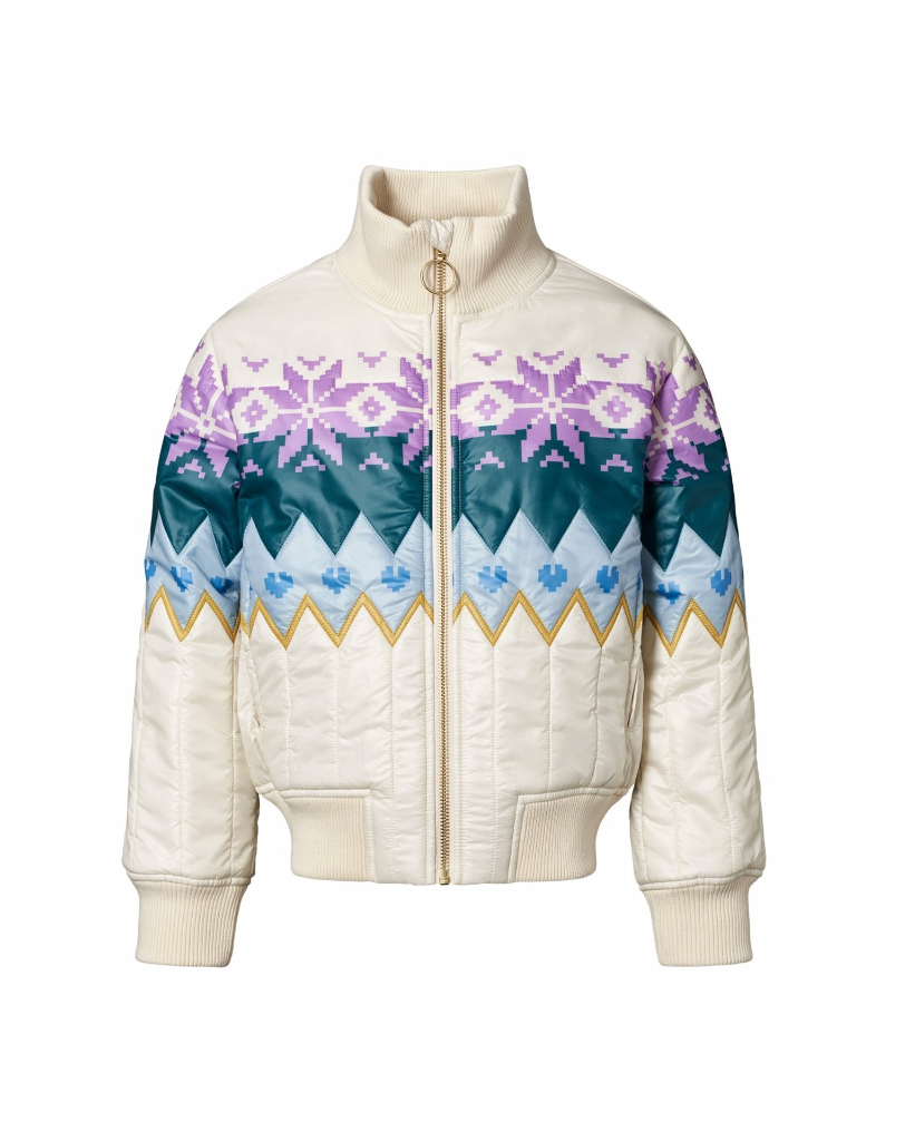 White jacket with colorful pattern on a white background
