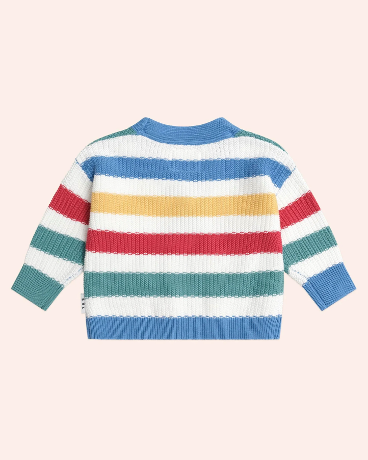Colorful striped sweater on a white background