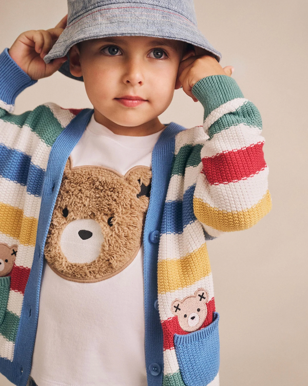 Peekaboo Hux Stripe Knit Cardi