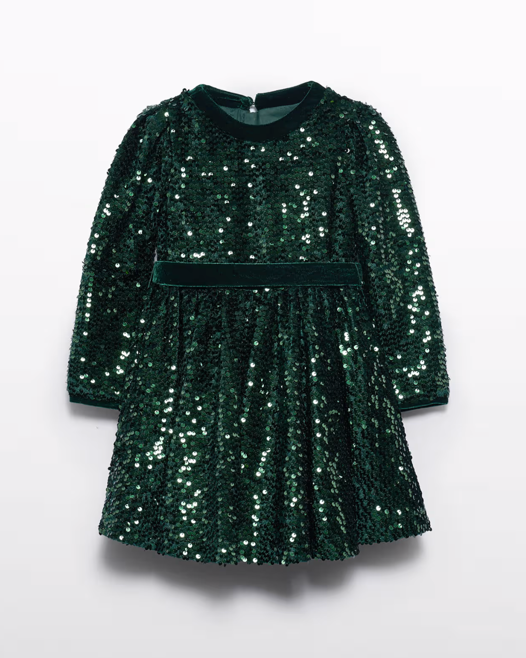 Green sequin dress on a white background