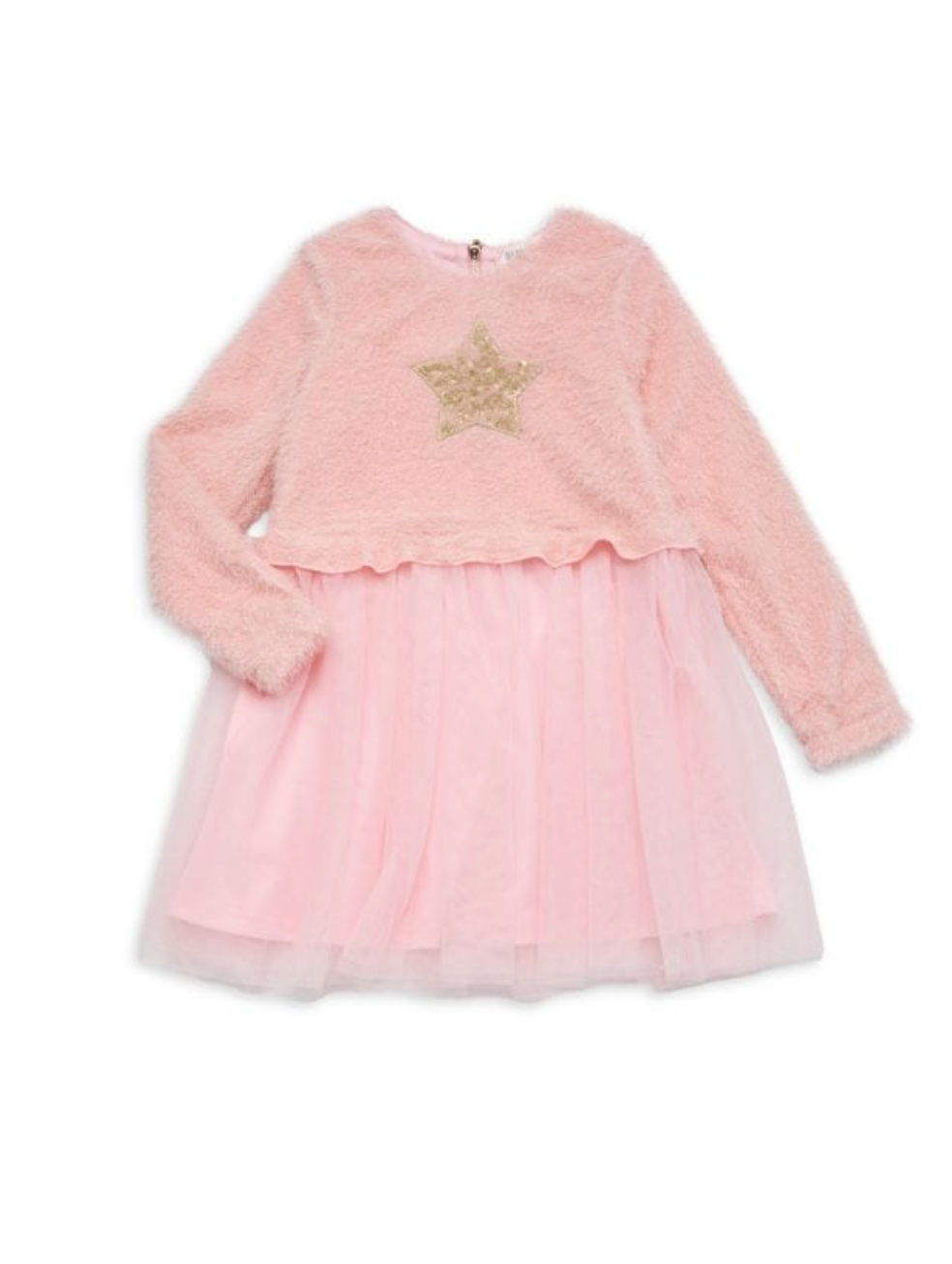 Pink dress with a star design on a white background