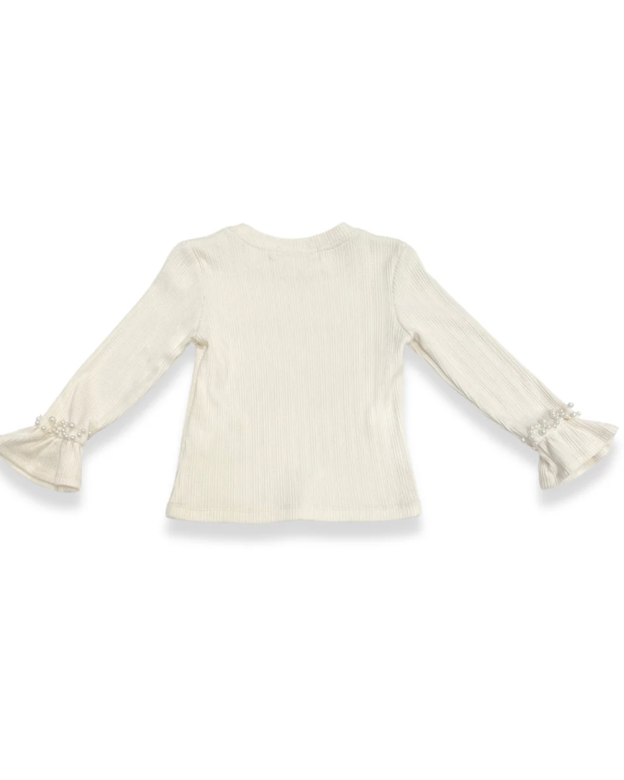 White blouse with ruffled sleeves on a white background