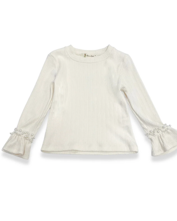 Pearl Trim Bell Sleeve Top