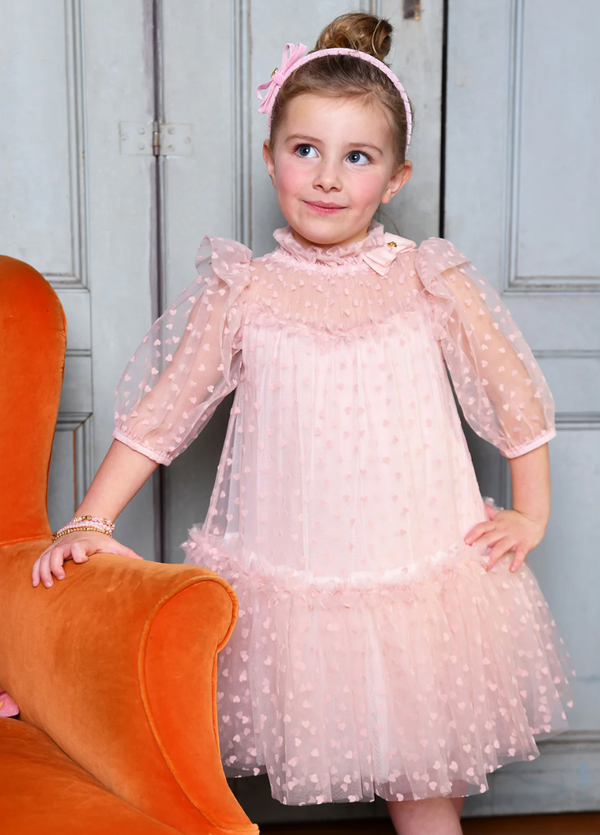 Myrtle Flock Hearts Tulle Dress Blush Pink