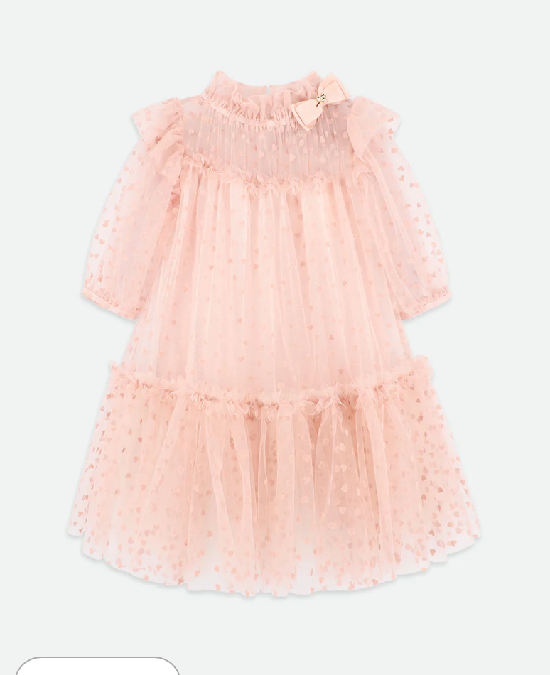 Myrtle Flock Hearts Tulle Dress Blush Pink