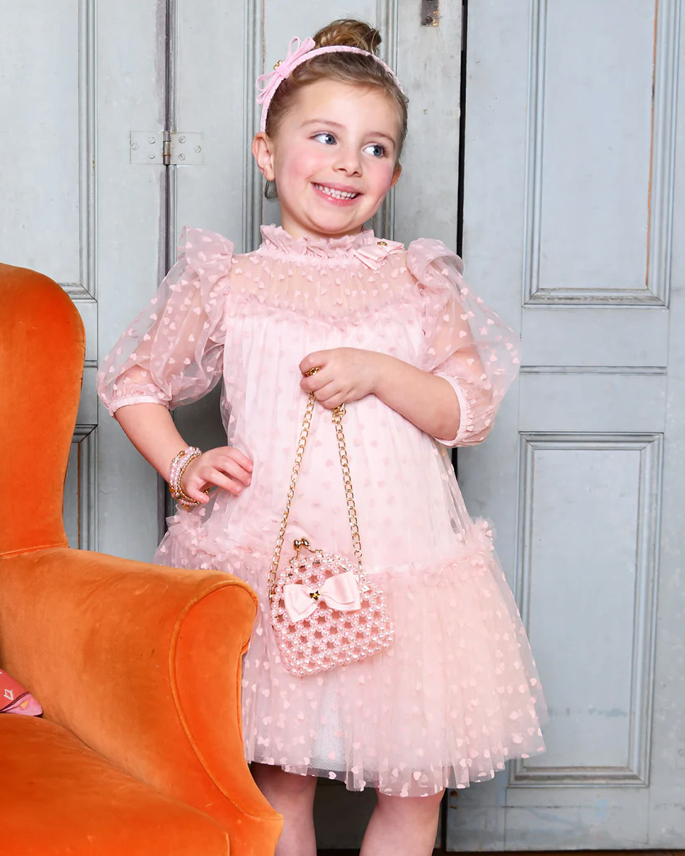 Myrtle Flock Hearts Tulle Dress Blush Pink