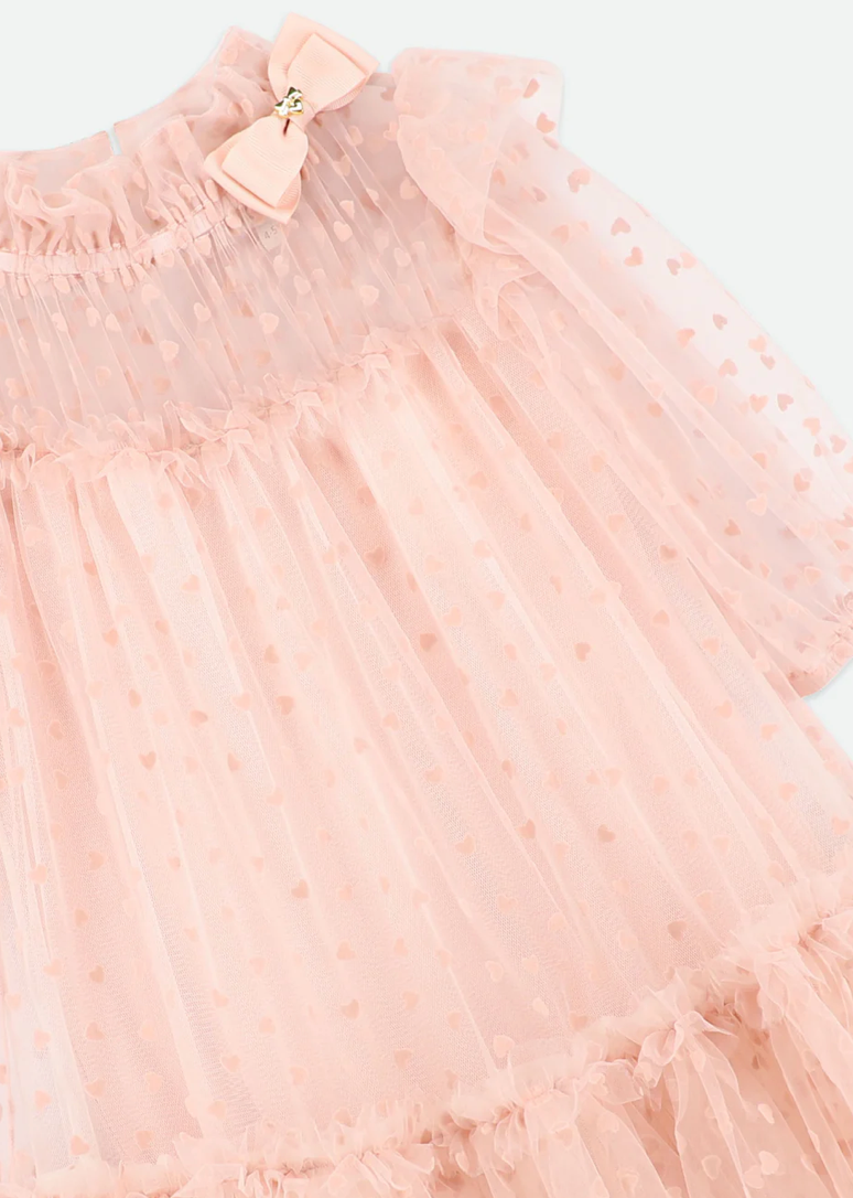 Myrtle Flock Hearts Tulle Dress Blush Pink