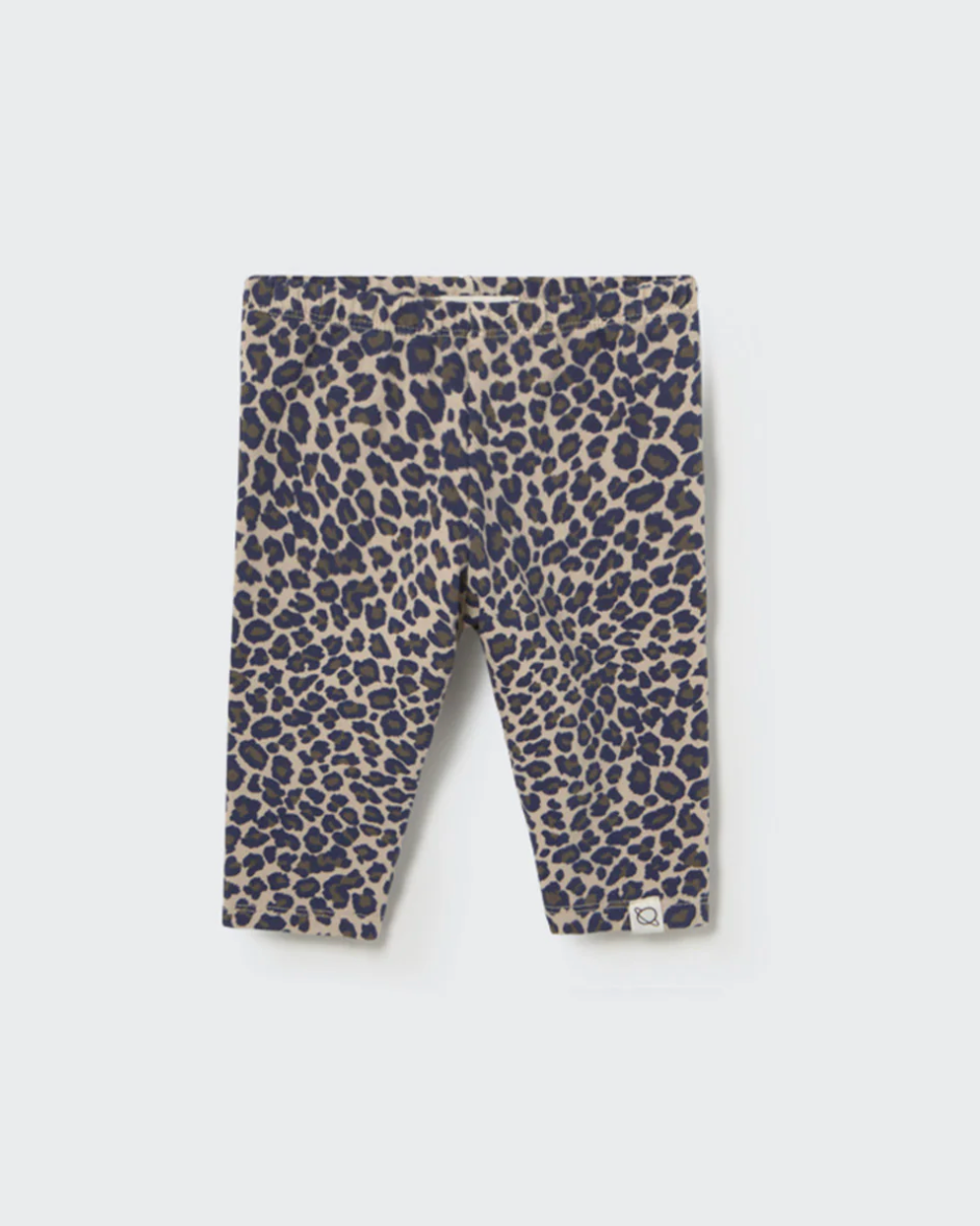 Leopard print leggings on a light gray background