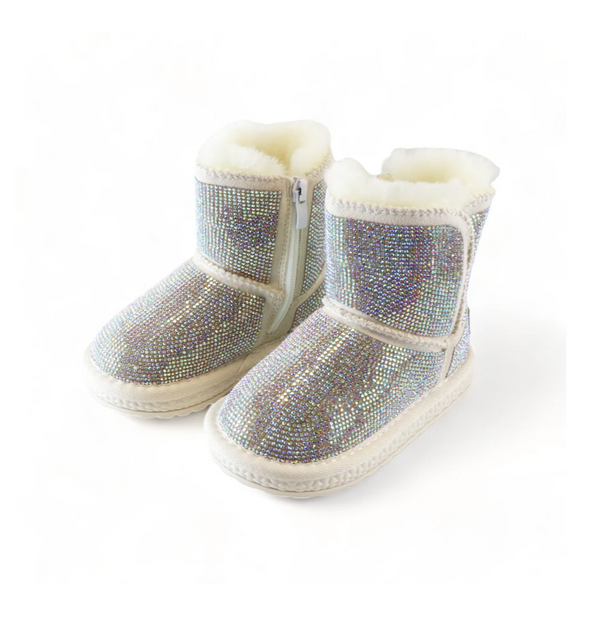 Pearl Charm Quilted Boot - Beige