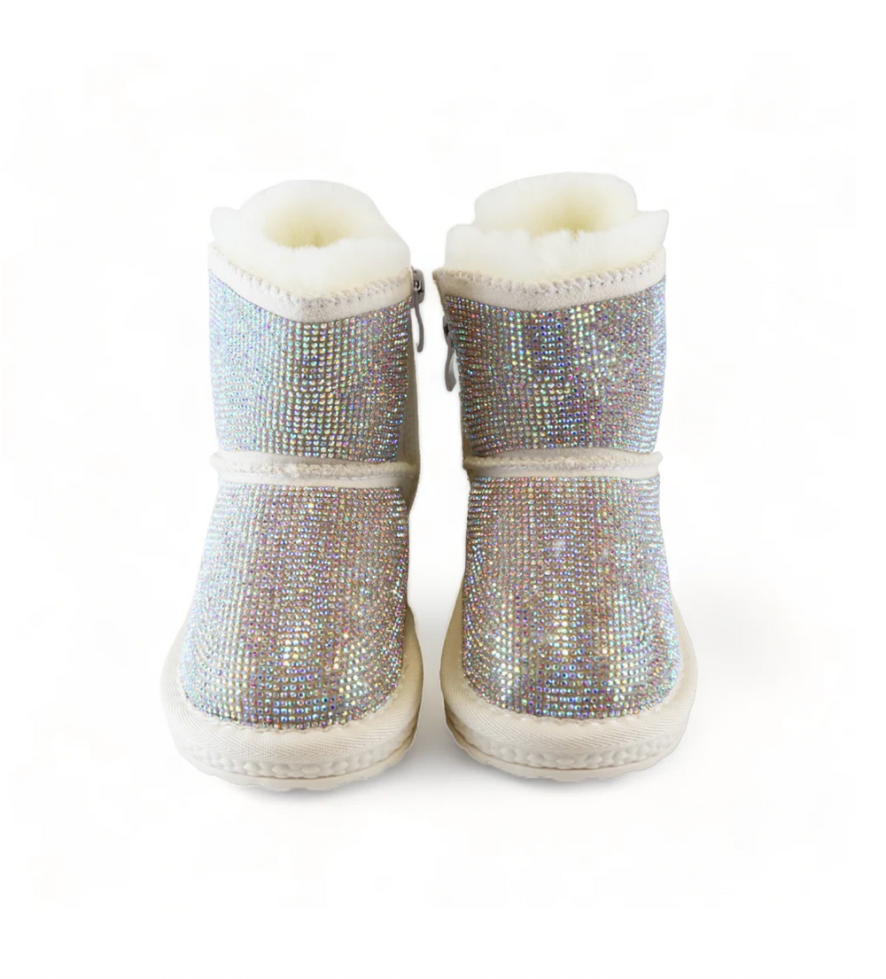 Pearl Charm Quilted Boot - Beige