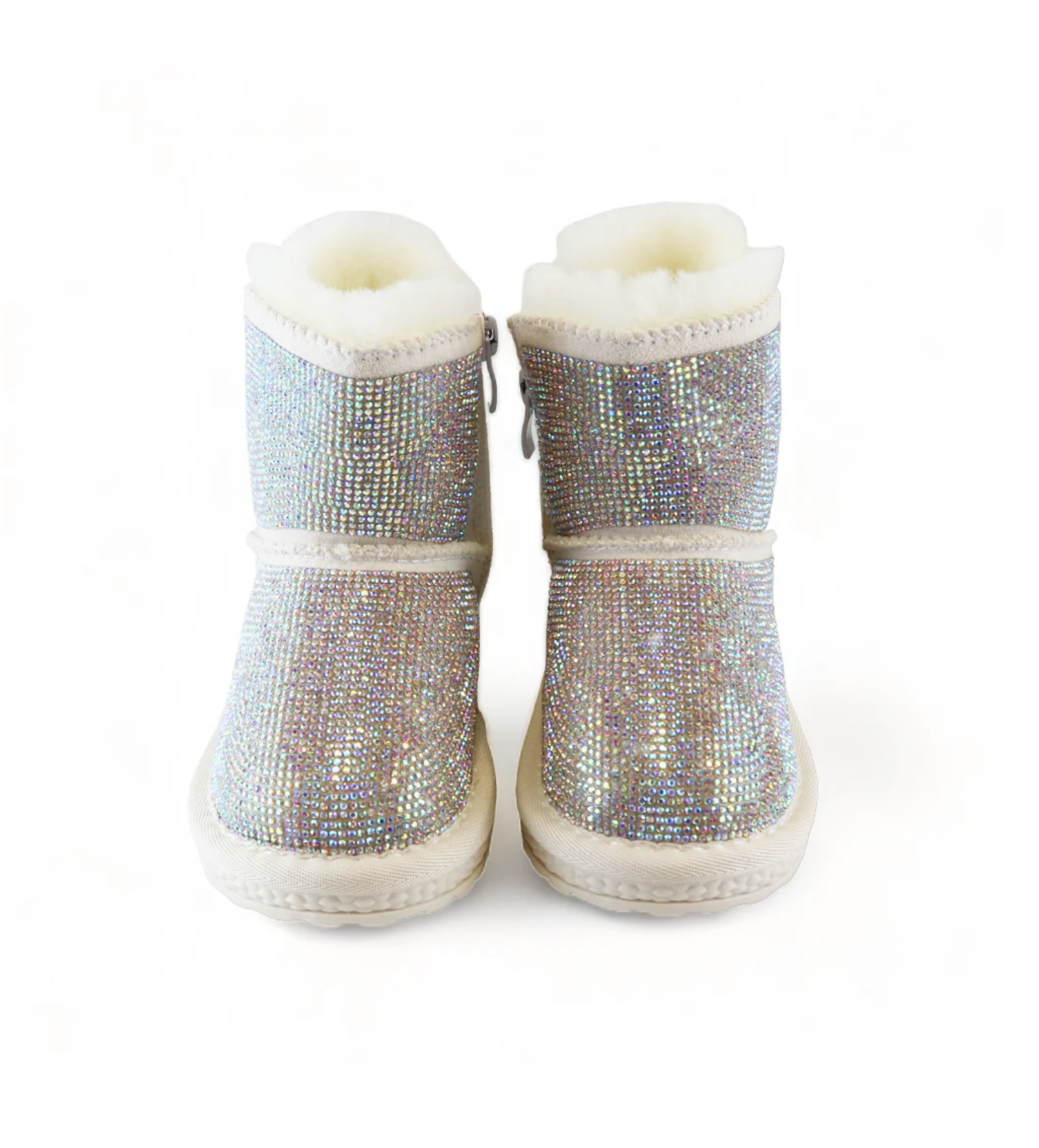 Pearl Charm Quilted Boot - Beige