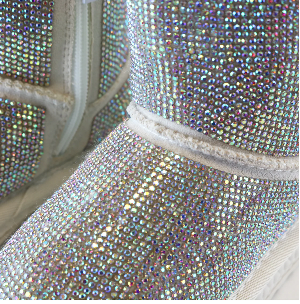 Pearl Charm Quilted Boot - Beige