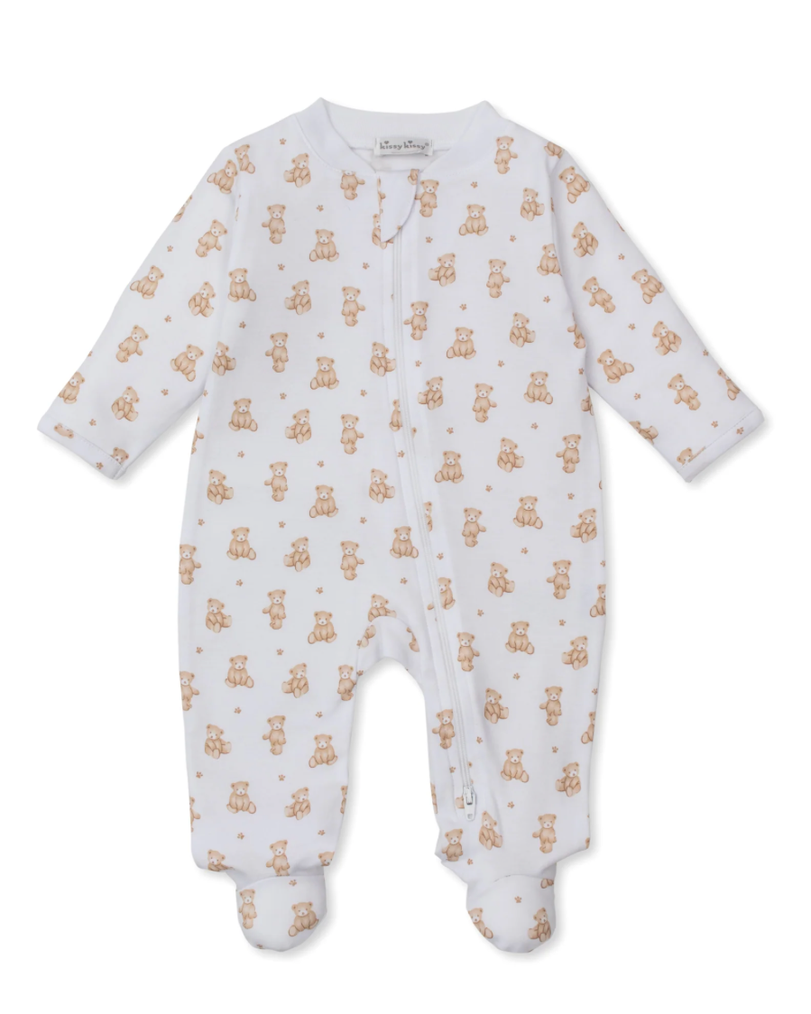 Teddy Bears Tan Zip Footie