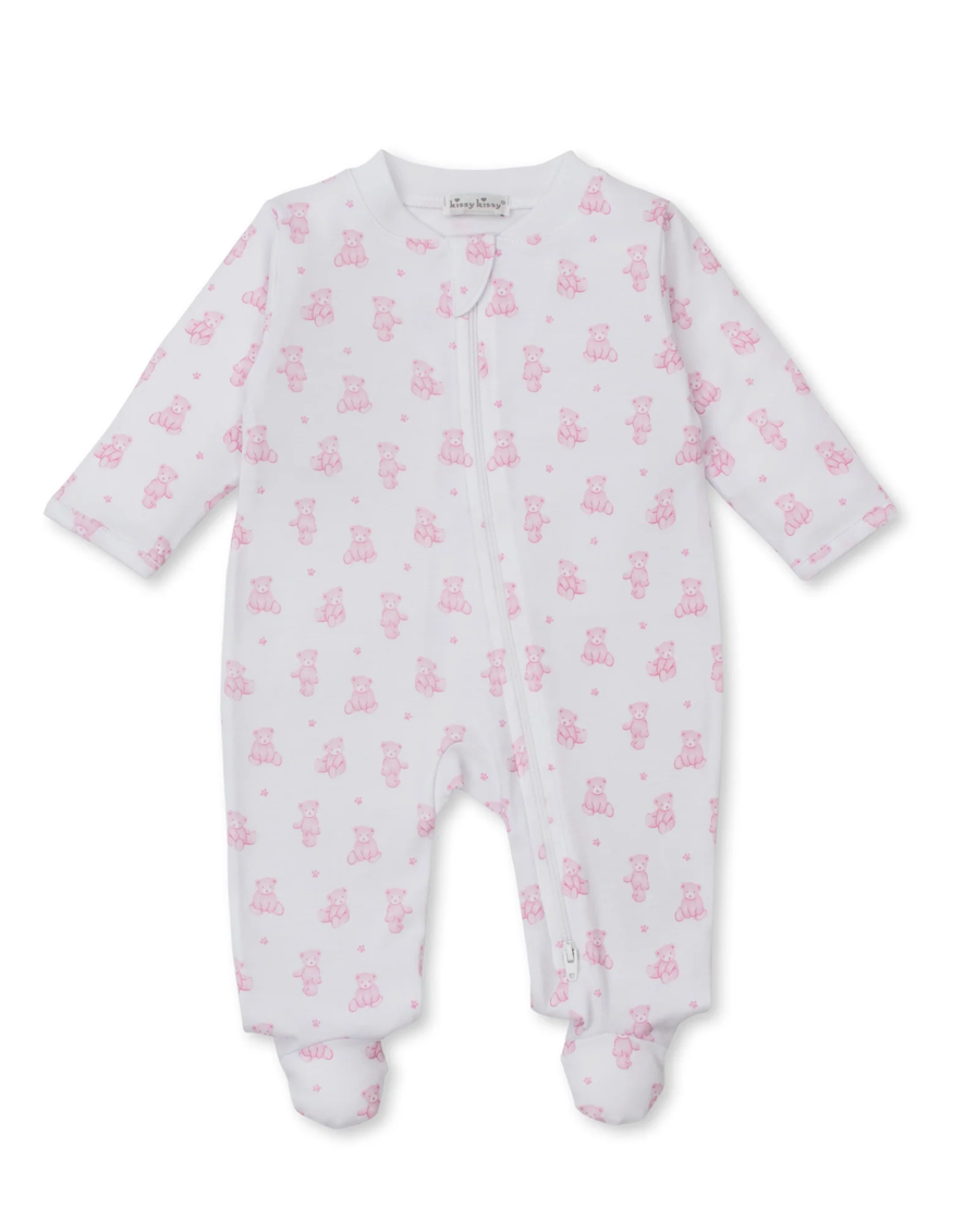 Teddy Bears Pink Zip Footie