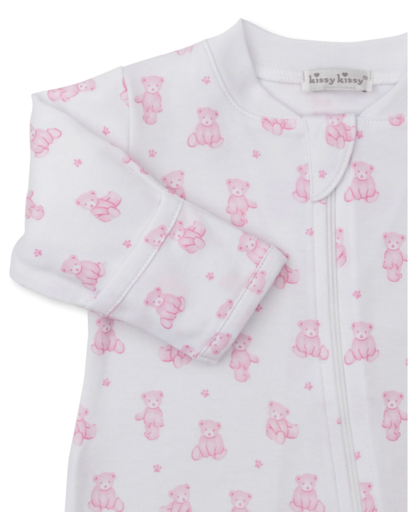 Teddy Bears Pink Zip Footie