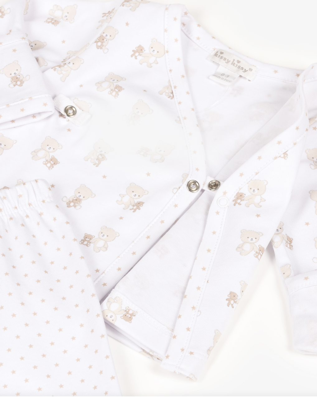 White & Pink Pima Cotton Teddy Bear Love 2 -Piece Set