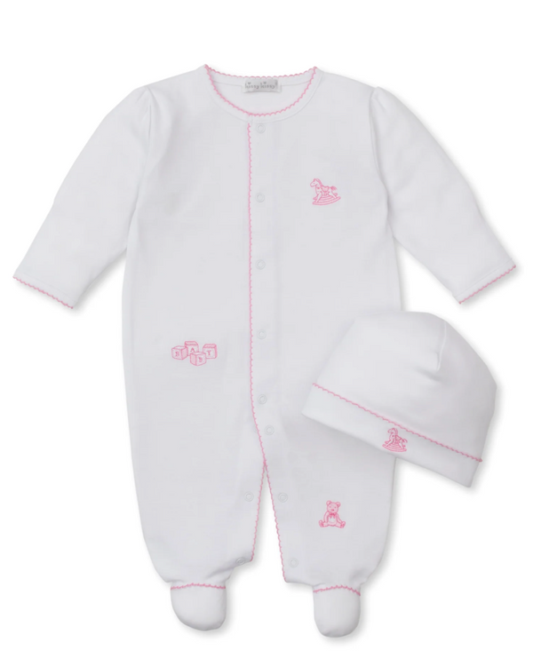 Vintage Toy Treasures White/Pink Footie & Hat Set