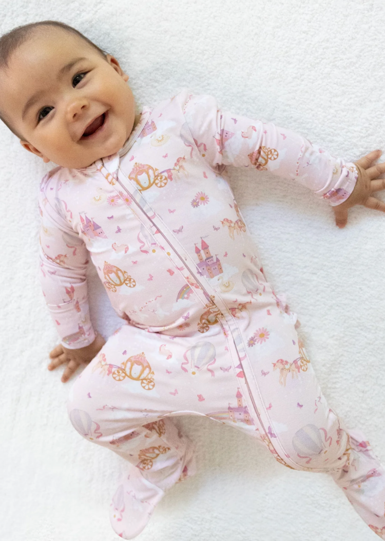 Princess Unicorns and Castle - 2 Way Zipper Footie