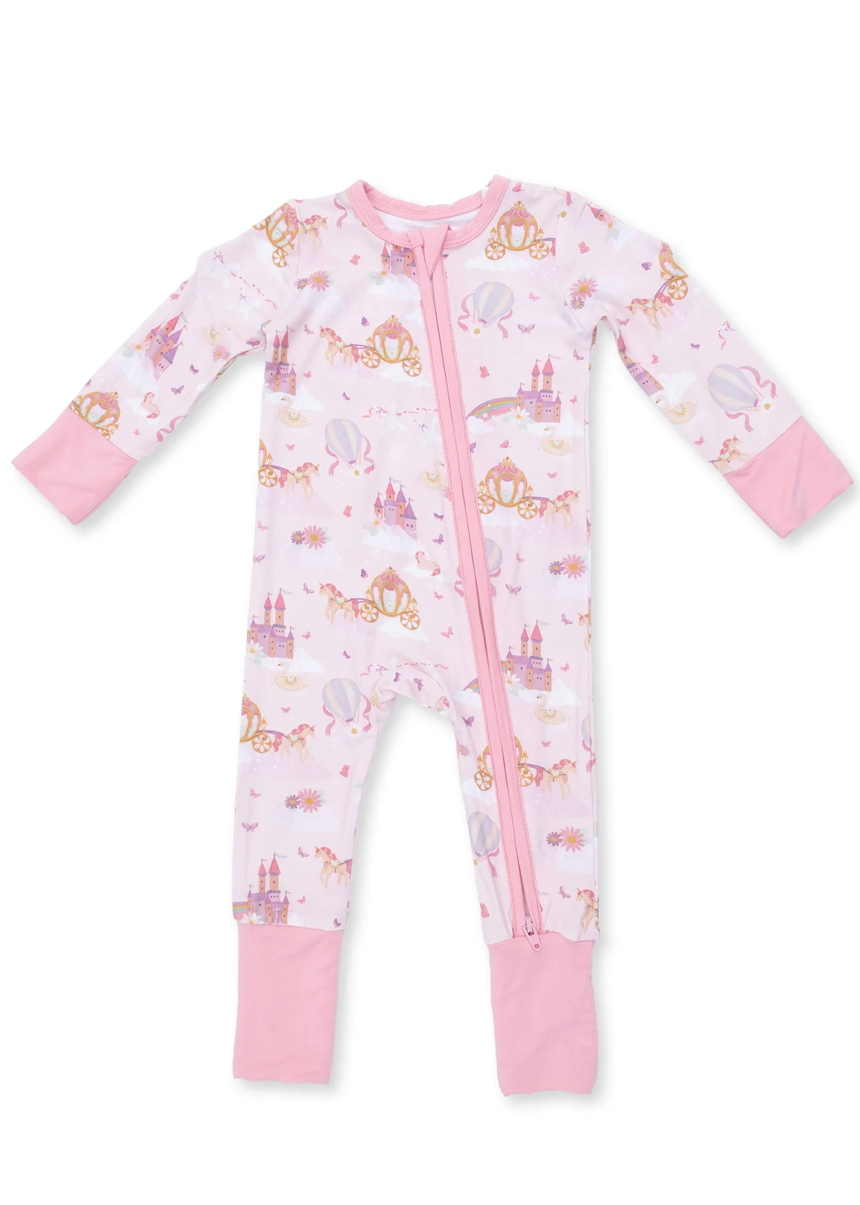 Princess Unicorns and Castle - 2 Way Zipper Footie