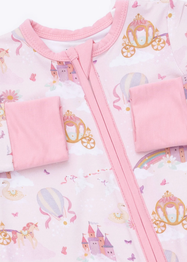 Princess Unicorns and Castle - 2 Way Zipper Footie