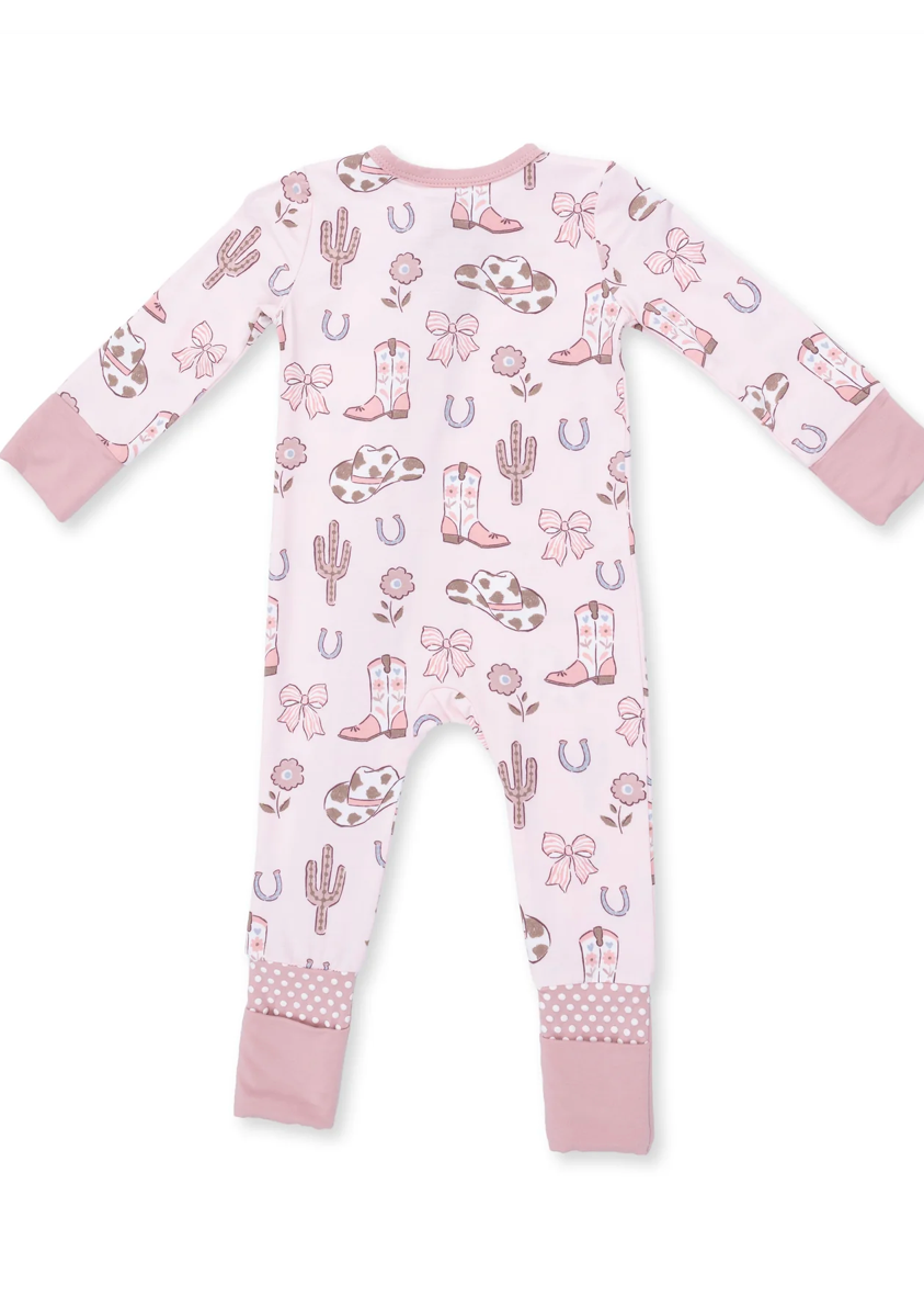 Cowgirl Boots and Bows - 2 Way Zipper Footie