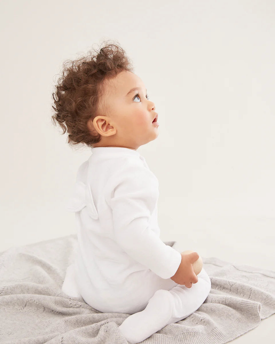 Angel Wing Pointelle Sleepsuit White