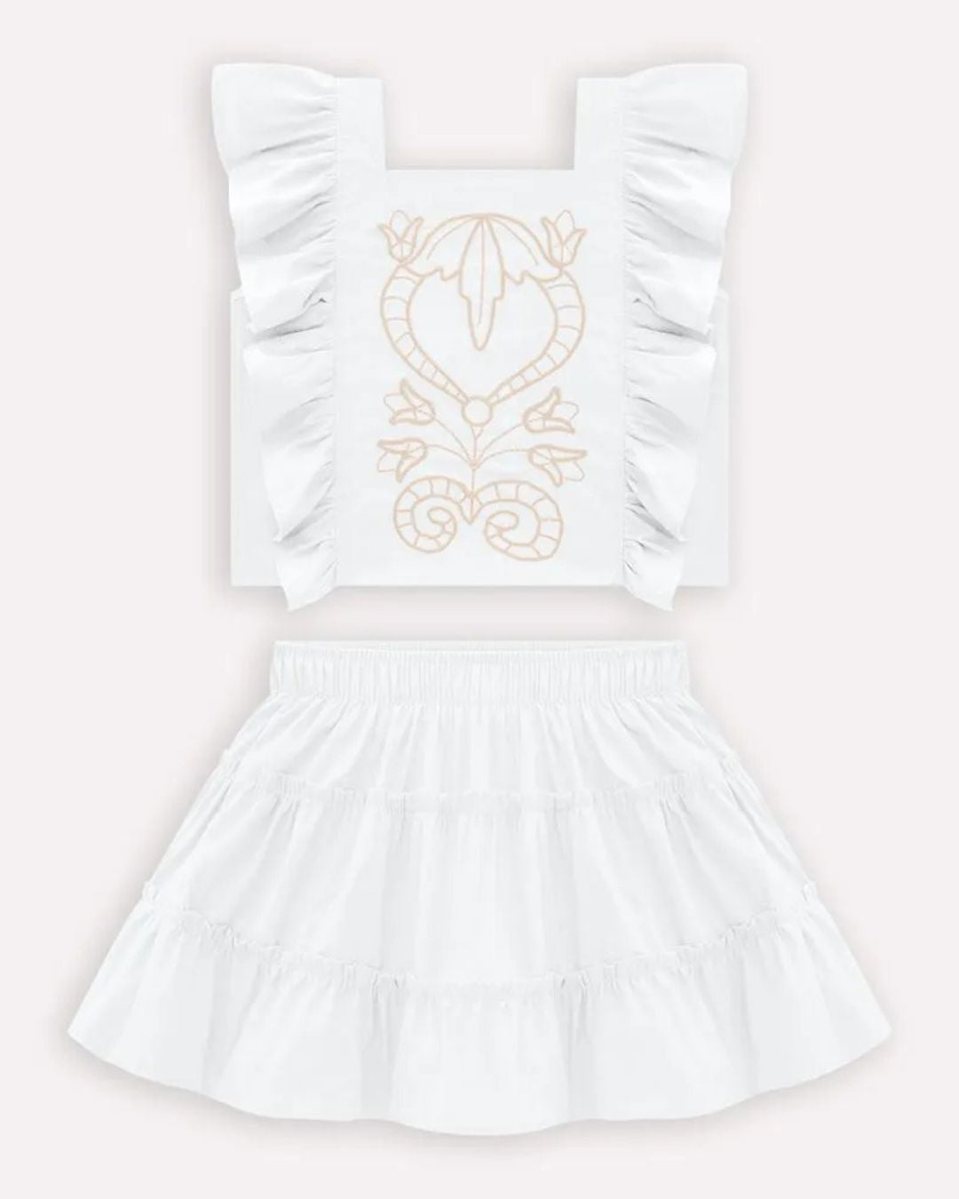 Girl Set Blouse with Ruffles and Round Skirt