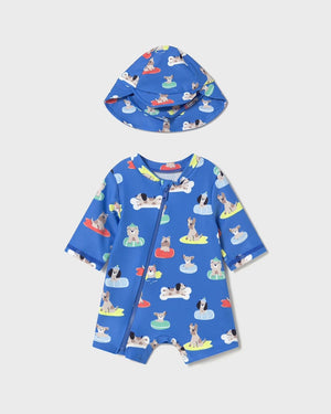 Newborn UV Protection Swim Romper With Hat