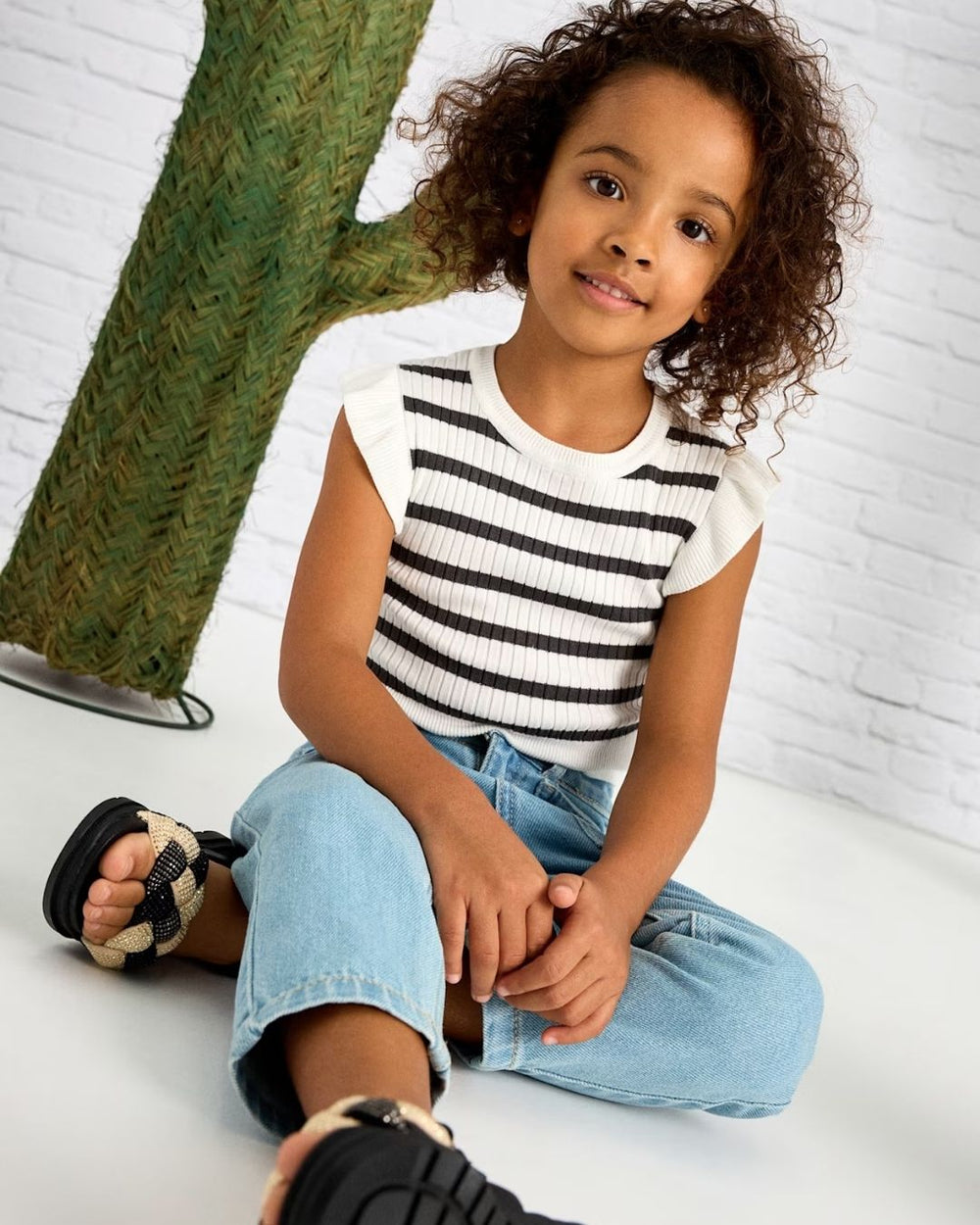 Girl Ribbed Knit Top