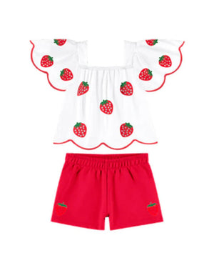 2-Piece Girls Strawberry Top & Shorts