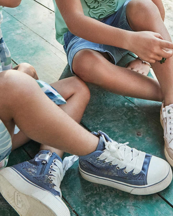 Girl Openwork High-Top Sneakers Navy