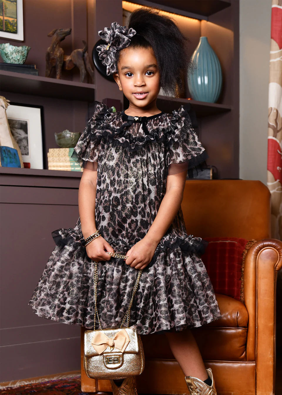 Gladys Bow Aliceband Black Leopard