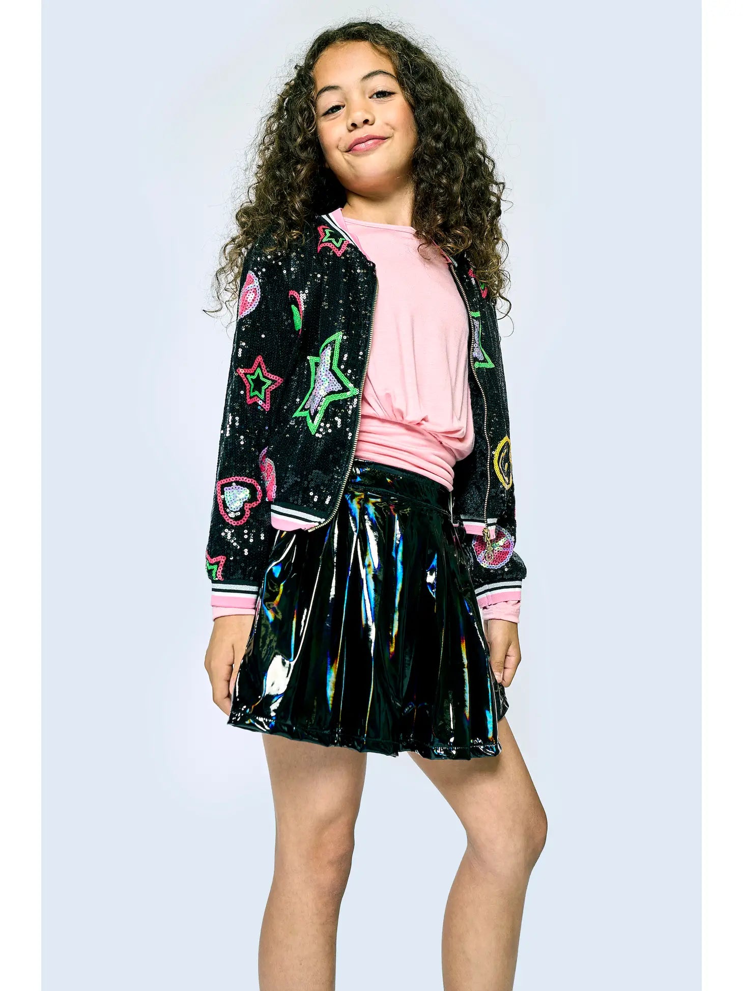 Sequined Emoji Jacket with Fur Lining (Faux Fur)