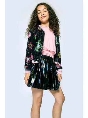 Sequined Emoji Jacket with Fur Lining (Faux Fur)