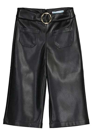 Faux Leather Black Culotte Pants