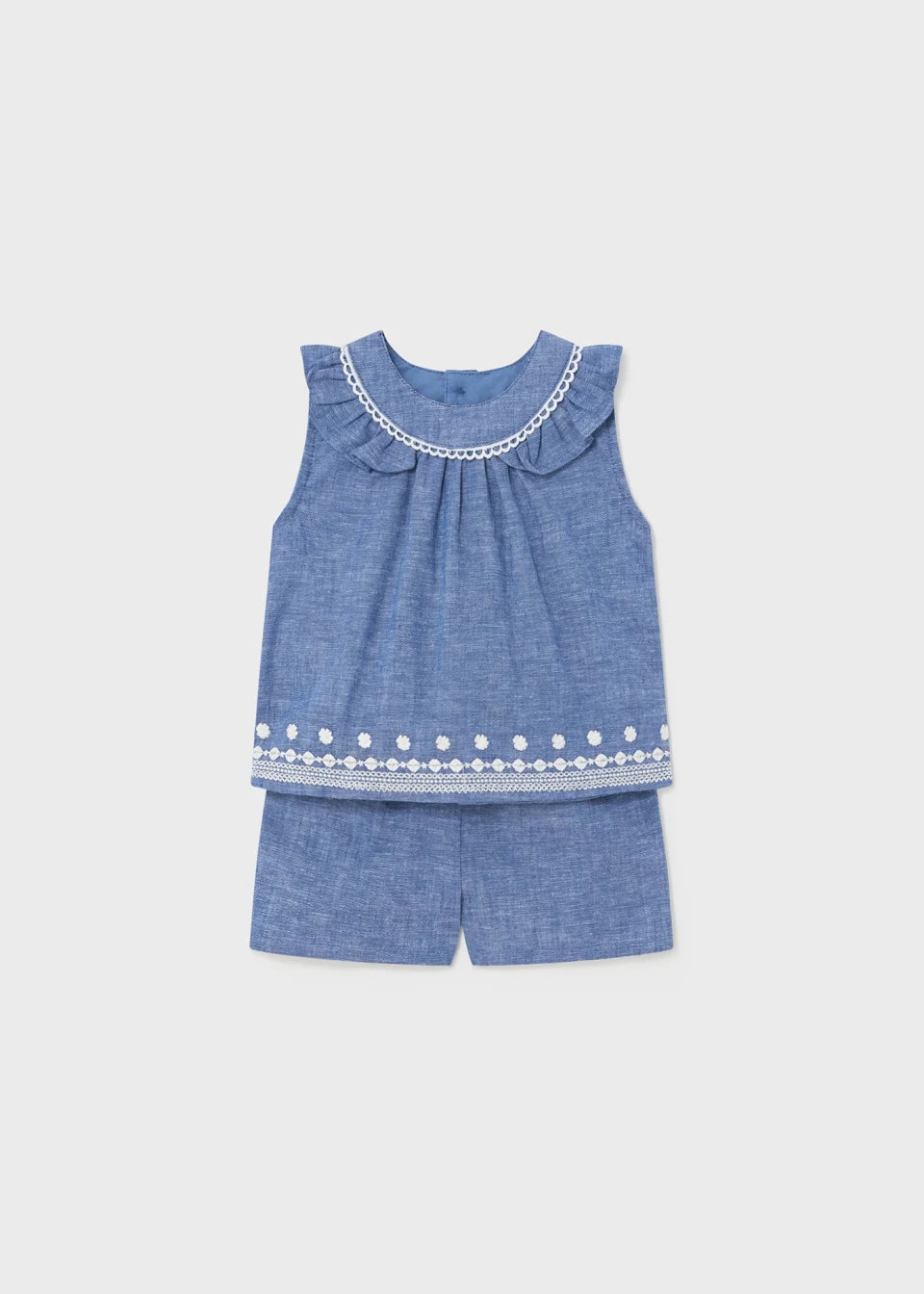 Baby embroidery blue top & shorts set
