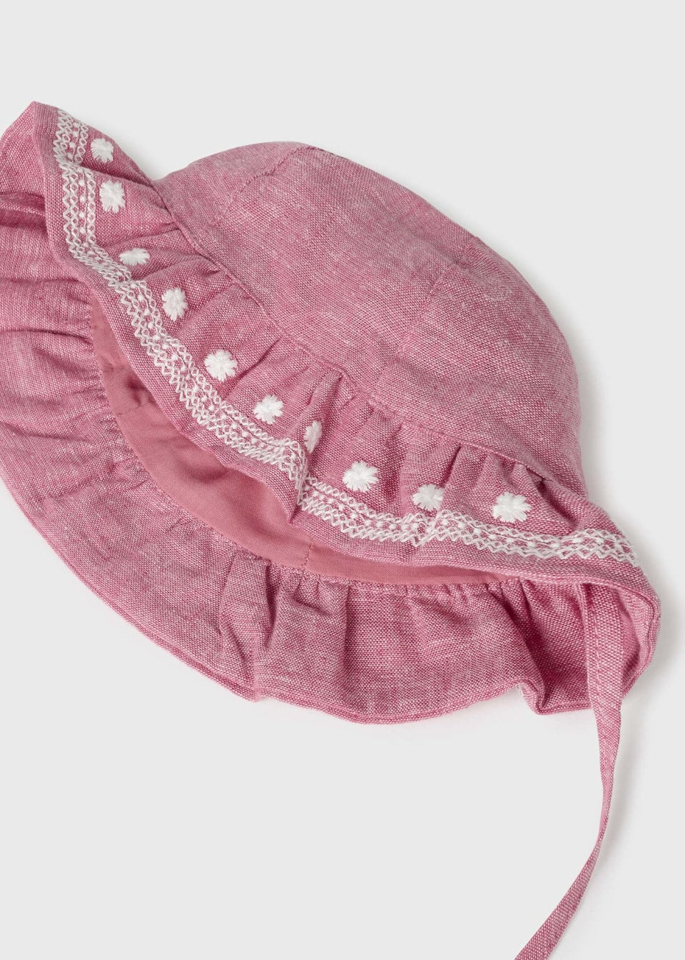 Baby embroidered pink linen hat