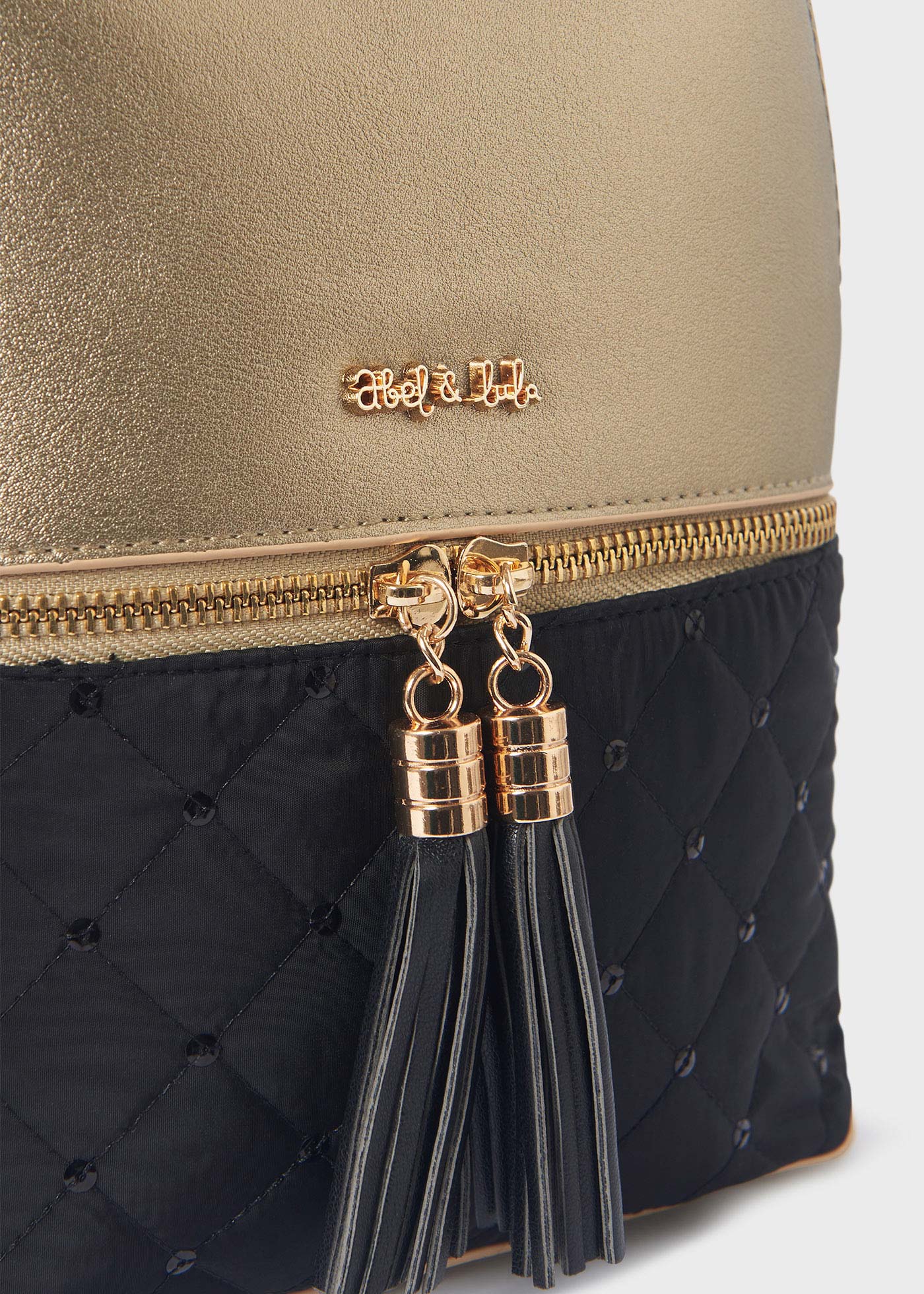 Gold-black backpack for girls