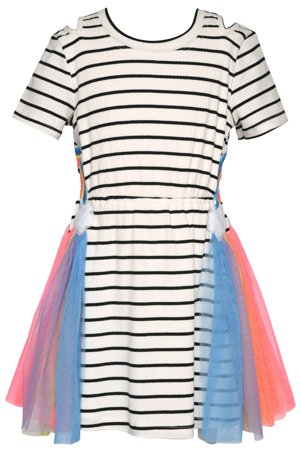 Stripe Dress w/ Side Rainbow Detail