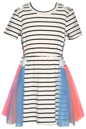 Stripe Dress w/ Side Rainbow Detail
