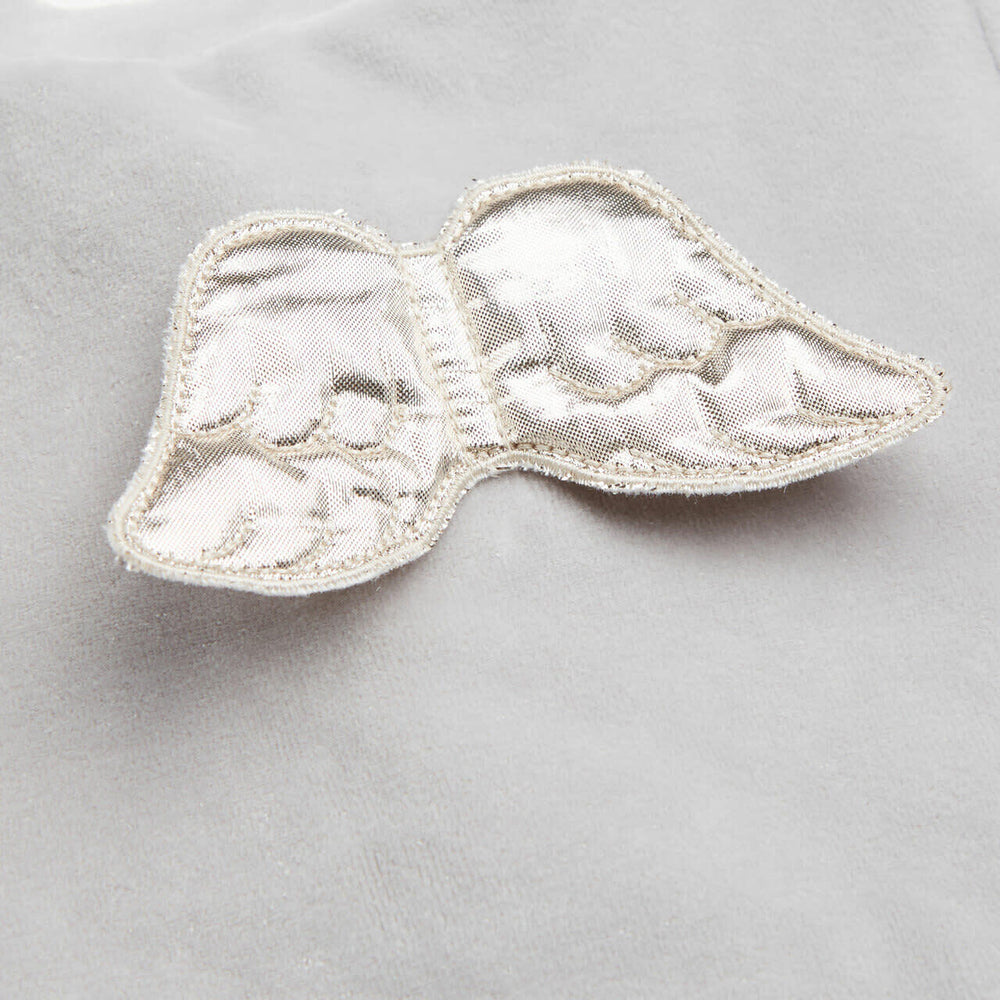 Velour Silver Angel Wing Sleepsuit Grey