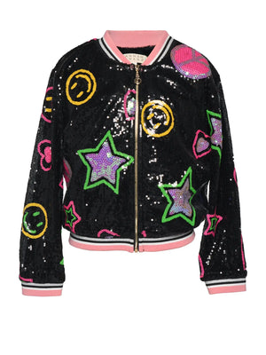Sequined Emoji Jacket with Fur Lining (Faux Fur)