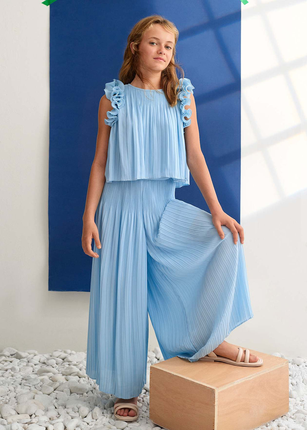 Girl Pleated Chiffon Set