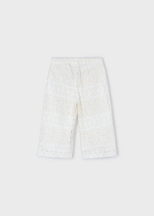 Girls crocket culotte white pants