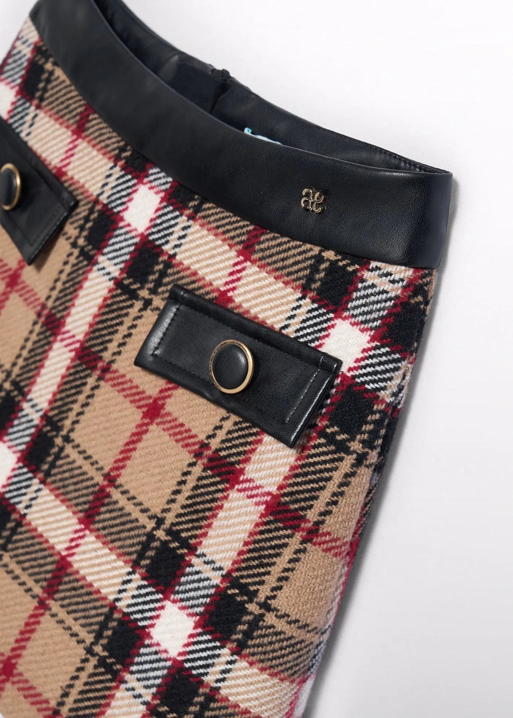 Camel Plaid Skirt for Girl