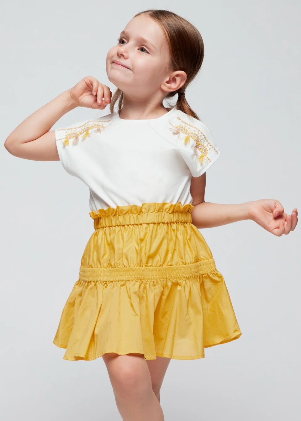 Girls yellow poplin skirt