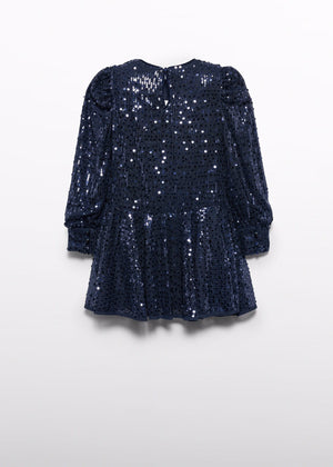 Girls Sequins Dress Navy