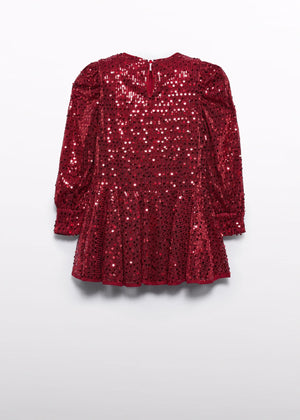 Girls Sequins Dress Red