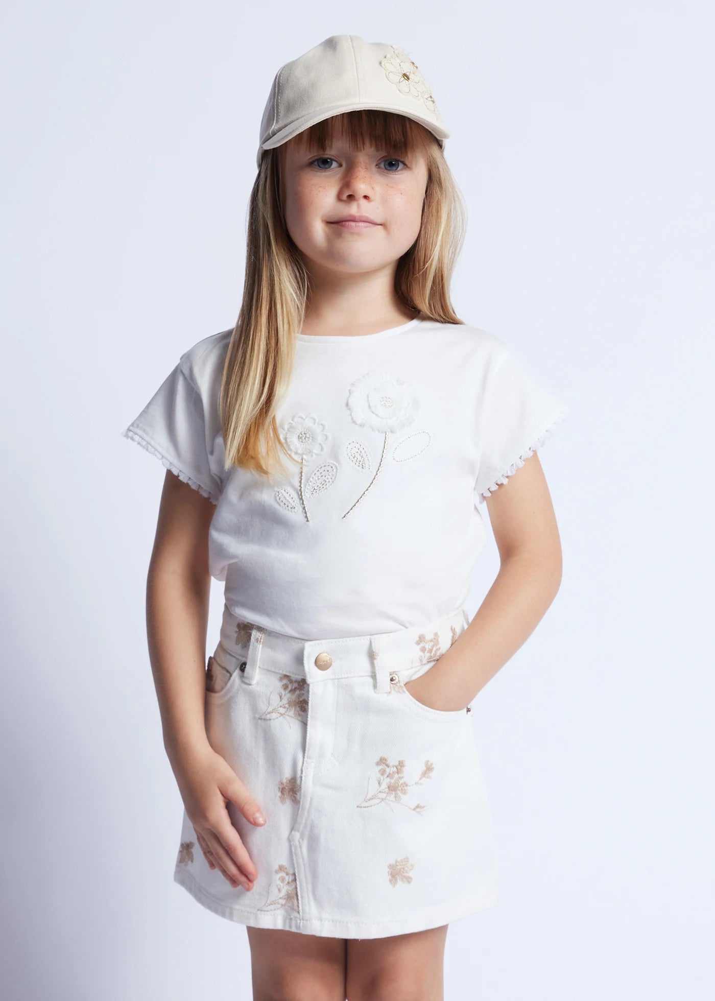 White jeans skirt for kid girl