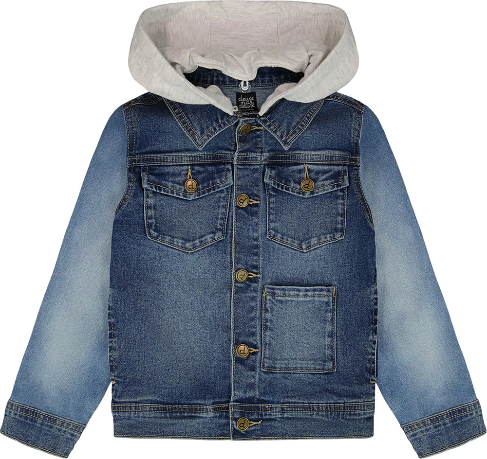 Denim Jacket with Removable French Terry Hood